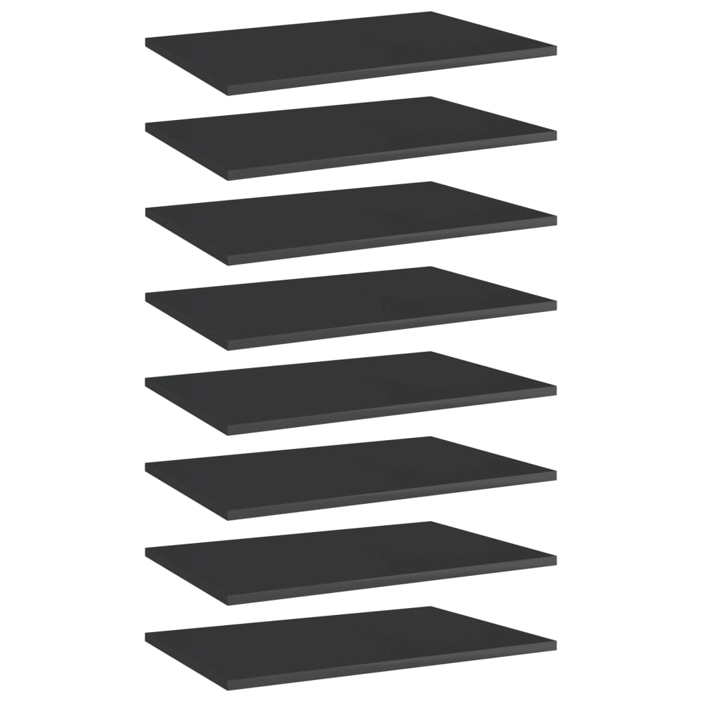 Bookshelf Boards 8 pcs High Gloss Black 60x40x1.5 cm Engineered Wood