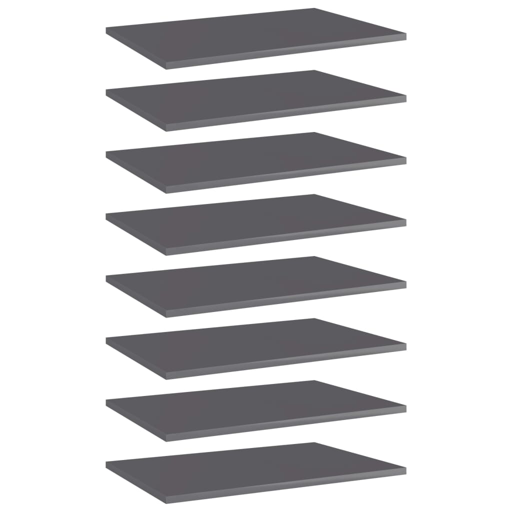 Bookshelf Boards 8 pcs High Gloss Grey 60x40x1.5 cm Engineered Wood