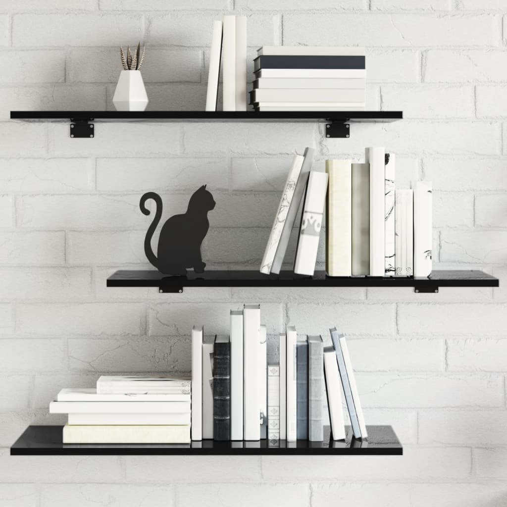 Bookshelf Boards 8 pcs High Gloss Black 80x30x1.5 cm Engineered Wood