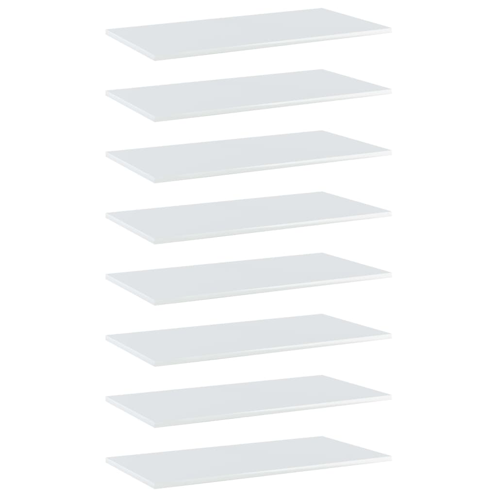 Bookshelf Boards 8 pcs High Gloss White 80x40x1.5 cm Engineered Wood