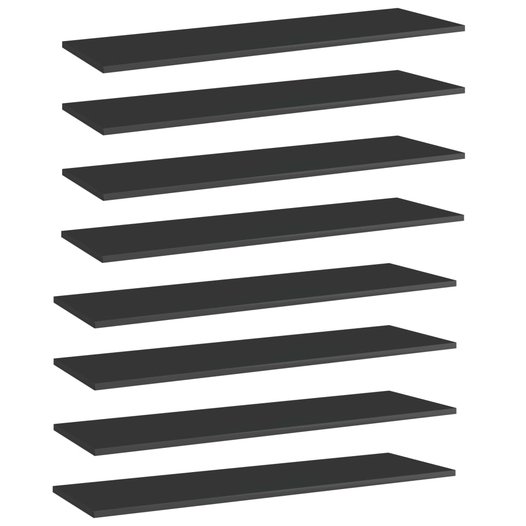 Bookshelf Boards 8 pcs High Gloss Black 100x30x1.5 cm Engineered Wood