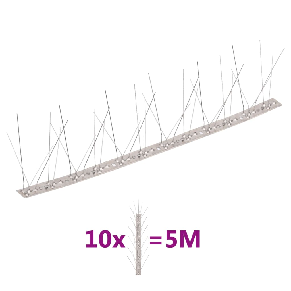 5-row Stainless Steel Bird & Pigeon Spikes Set of 10 5 m