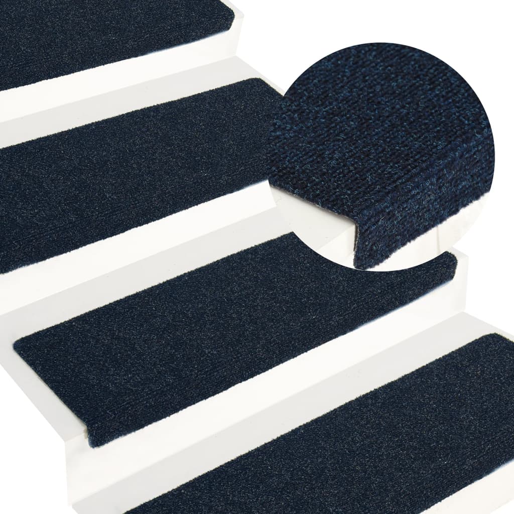 Stair Mats 15 Pcs Needle Punch 65x21x4cm Blue