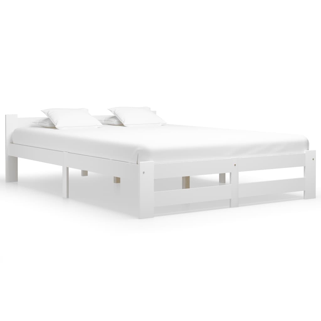 Bed Frame White Solid Pine Wood 120x200 cm