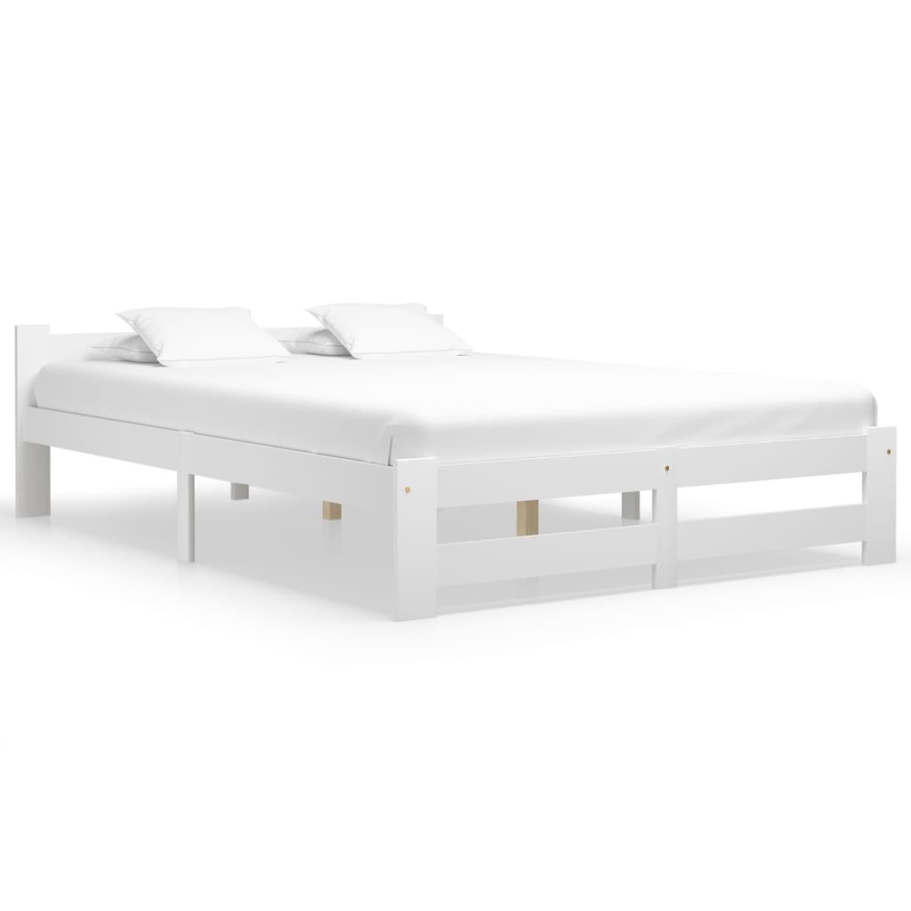 Bed Frame White Solid Pine Wood 180x200 cm Super King
