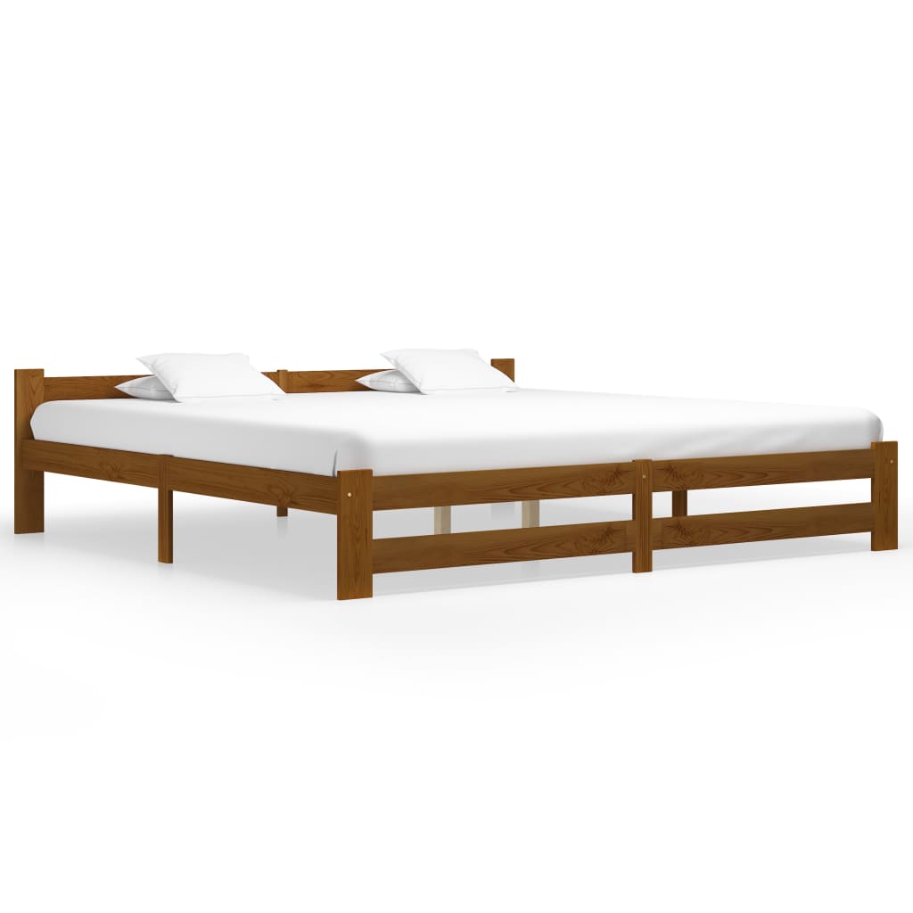 Bed Frame Honey Brown Solid Pine Wood 200x200 cm