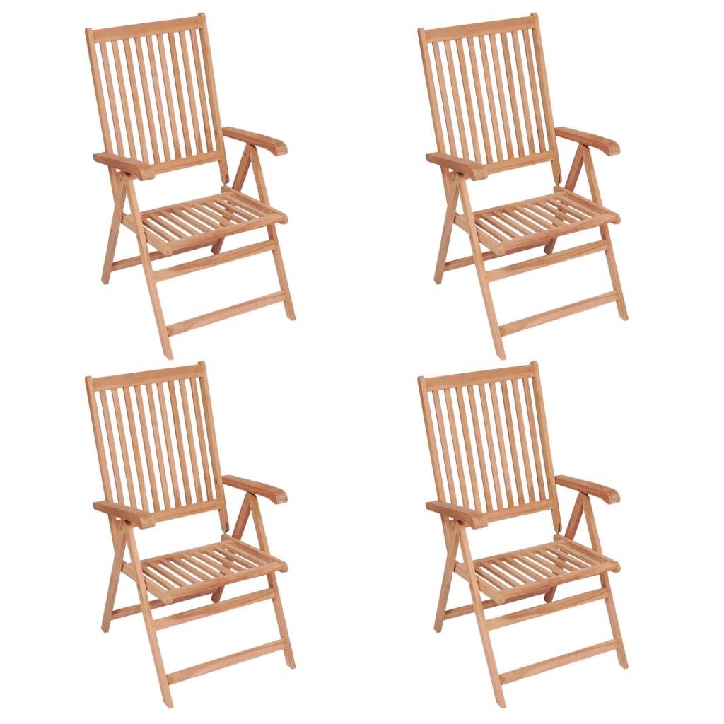 Reclining Garden Chairs 4 Pieces Solid Teak Wood