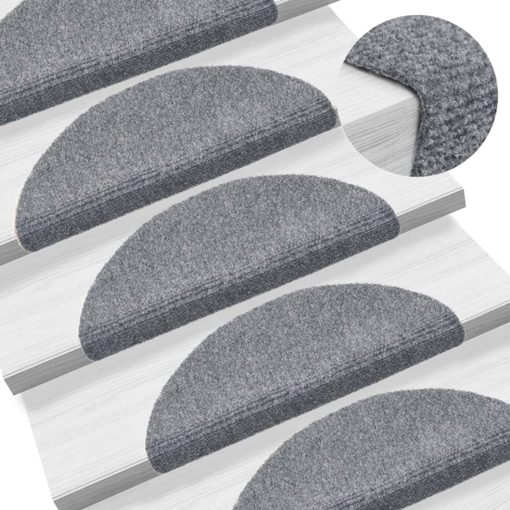 Self-adhesive Stair Mats 10 Pcs Light Grey 56x17xcm Needle Punch