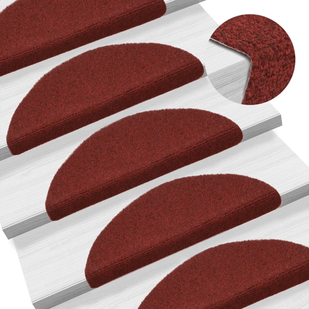 Self-adhesive Stair Mats 10 Pcs Red 56x17x3cm Needle Punch