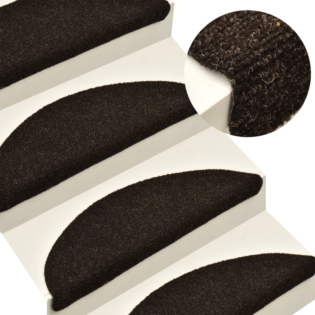 Self-adhesive Stair Mats 5Pcs Dark Brown 56x17x3cm Needle Punch