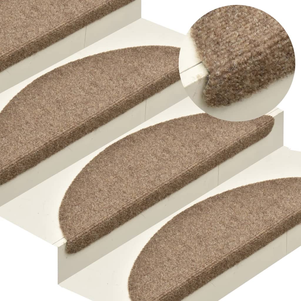 Self-adhesive Stair Mats 5 Pcs Cream 56x17x3cm Needle Punch