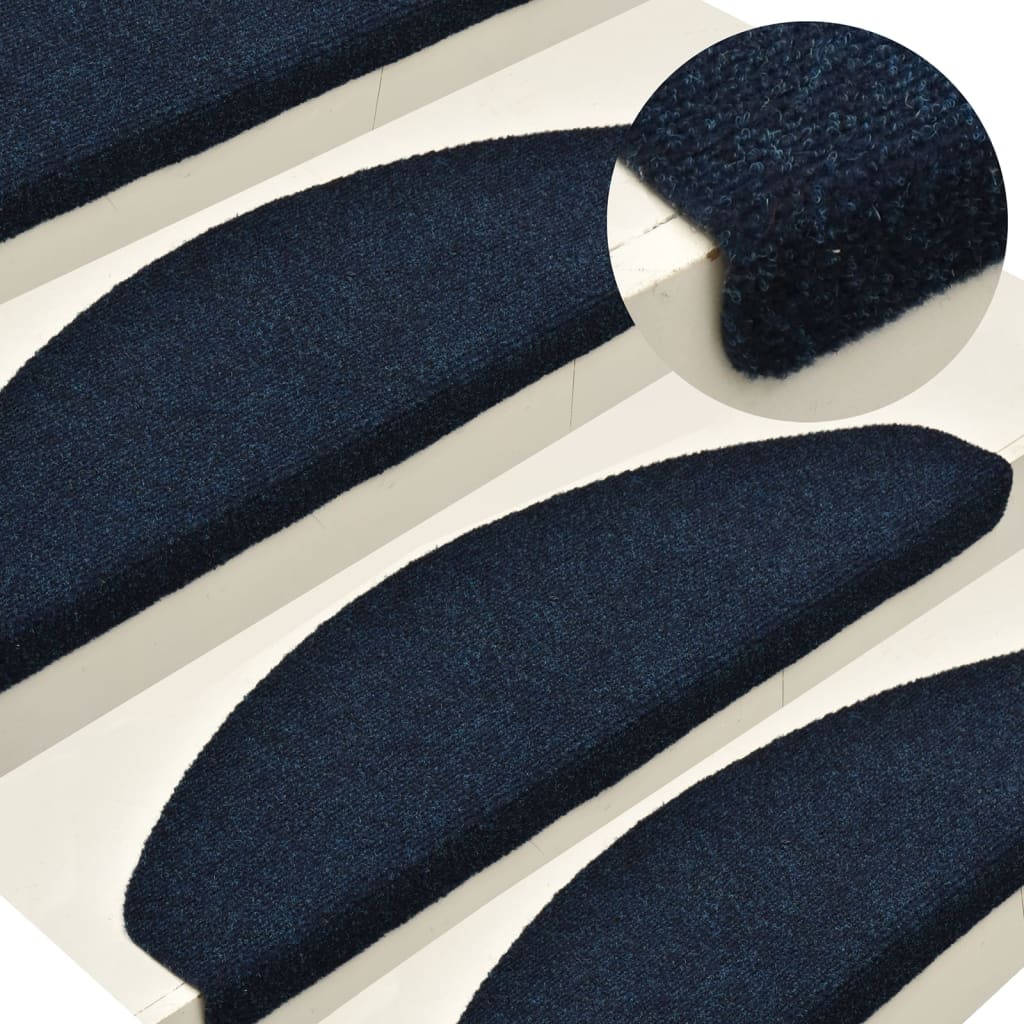 Self-adhesive Stair Mats 5 pcs Navy 56x17x3 cm Needle Punch