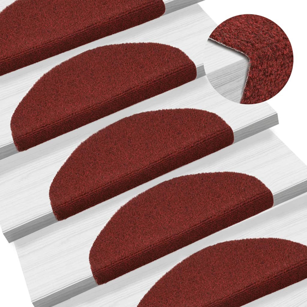 Self-adhesive Stair Mats 10 Pcs Red 65x21x4cm Needle Punch