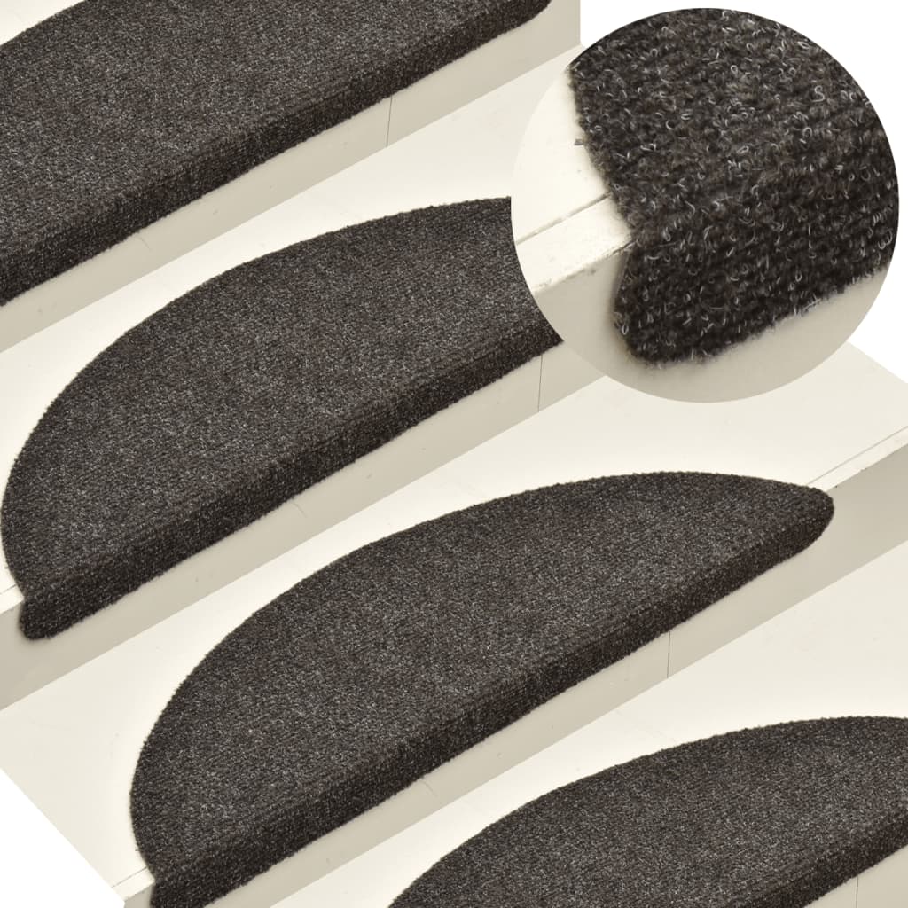 Self-adhesive Stair Mats 5Pcs Anthracite 65x21x4cm Needle Punch