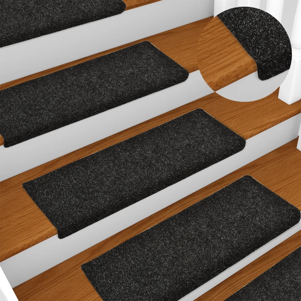 Stair Mats 5 Pcs Black 65x21x4cm Needle Punch