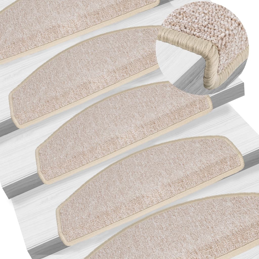 Stair Mats 10 Pieces 65x24x4 cm Taupe Half Round Large