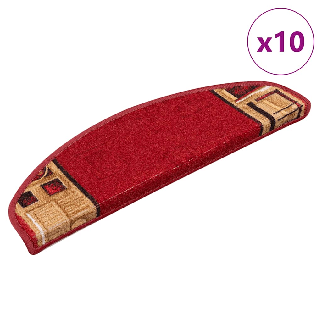 Stair Mats Self-adhesive 10 Pieces 65x21x4 cm Red