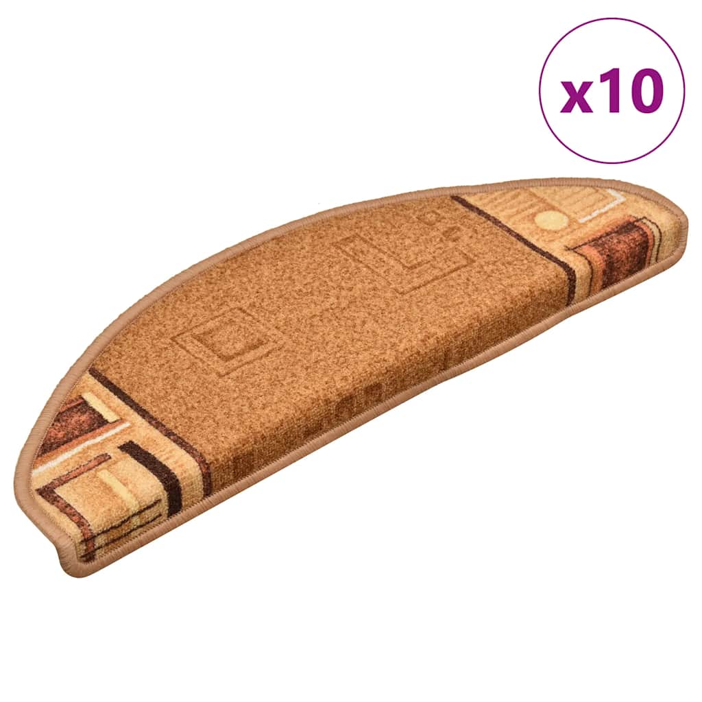 Stair Mats Self-adhesive 10 Pieces 65x21x4 cm Beige