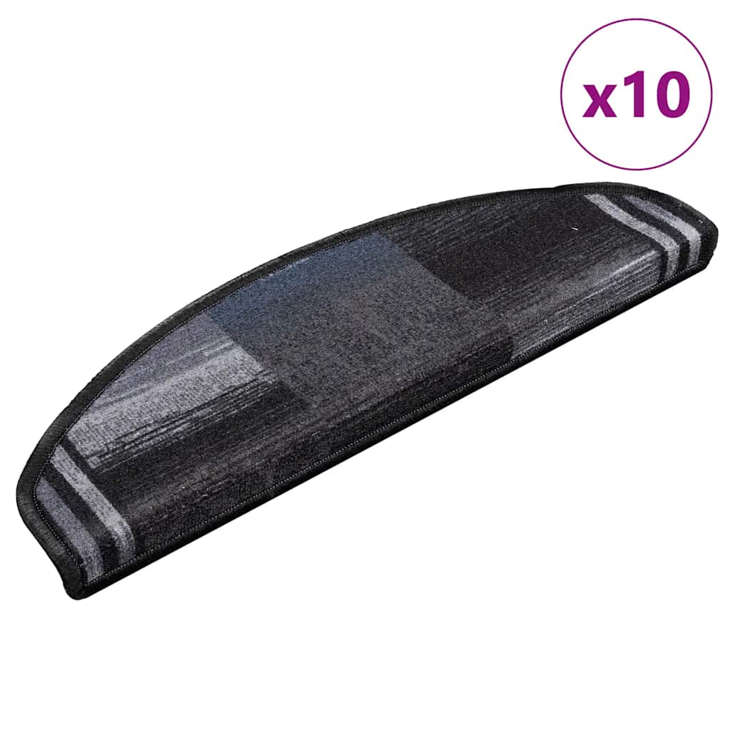 Stair Mats Self-adhesive 10 Pieces 65x21x4 cm Black and Grey