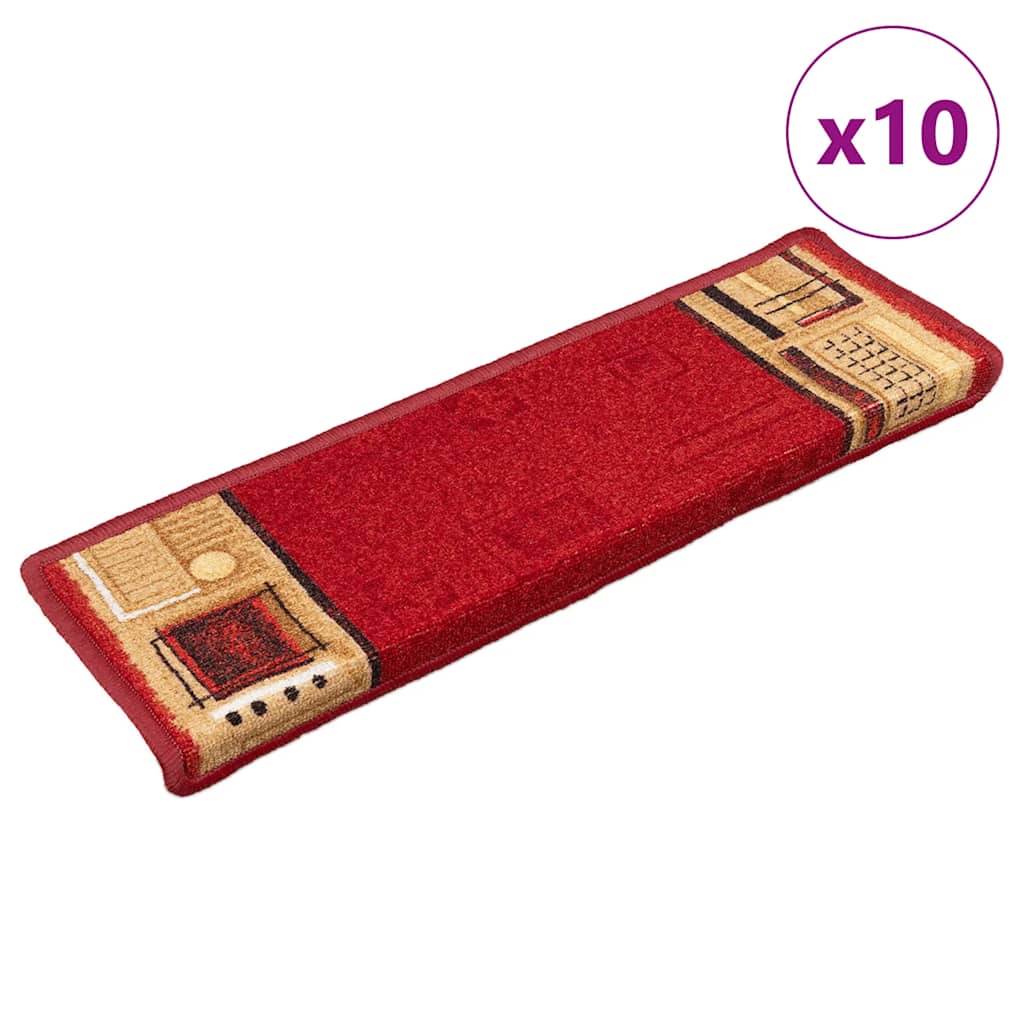 Stair Mats Self-adhesive 10 Pieces 65x21x4 cm Red