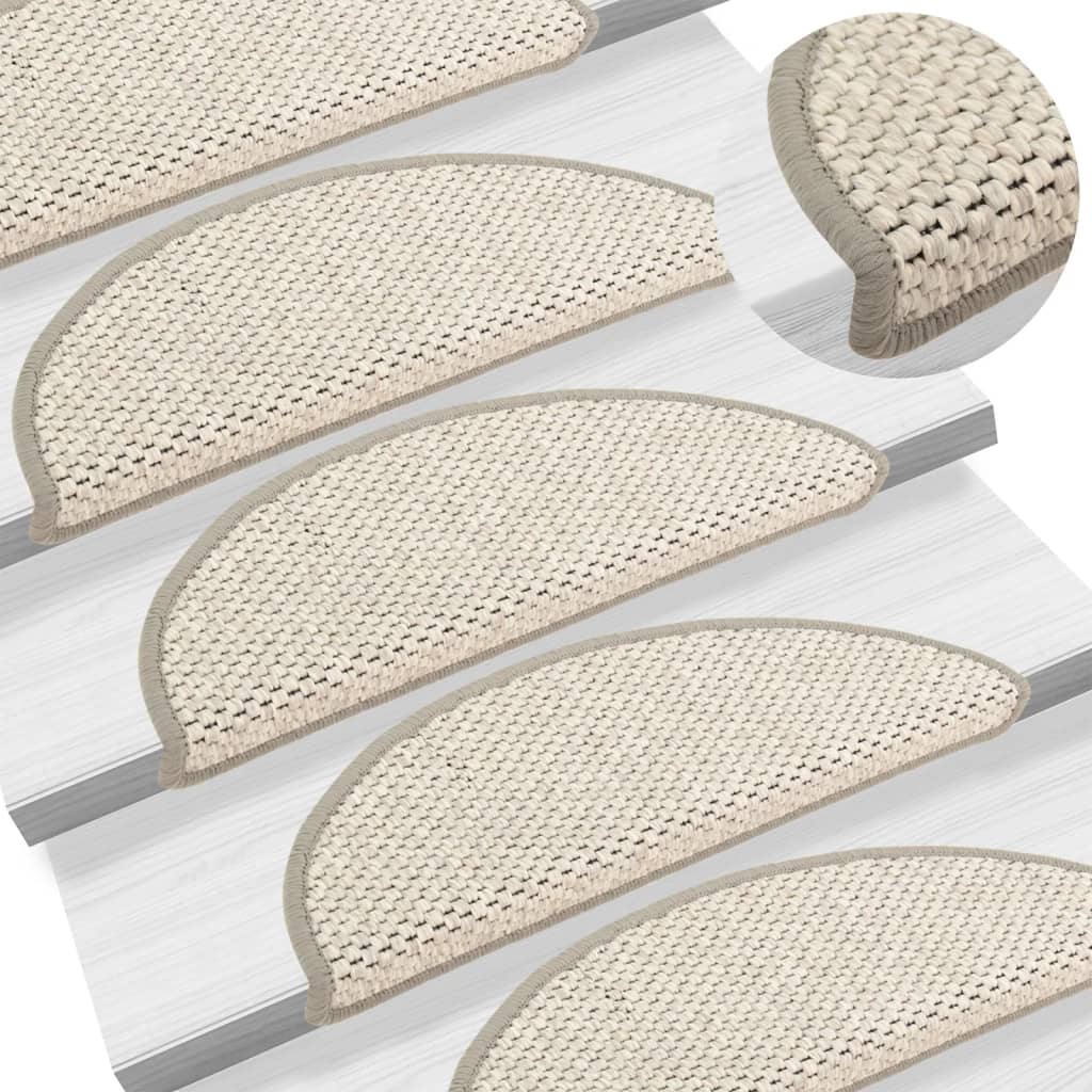 Stair Mats Self-adhesive Sisal-Look 15 Pcs 56x17x3cm Beige