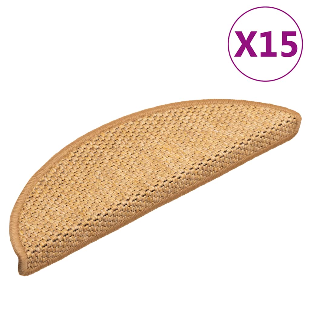 Stair Mats Self-adhesive Sisal-Look 15 Pieces 56x17x3 cm Sisal