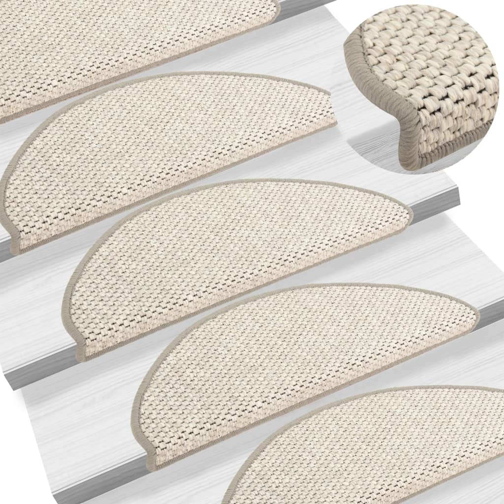 Stair Mats Self-adhesive Sisal-Look 15 Pcs 65x21x4cm Beige