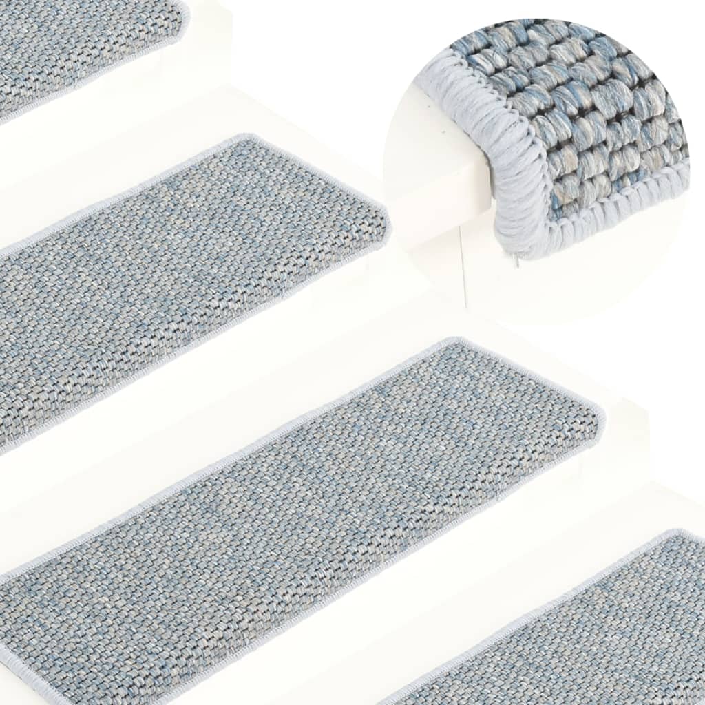 Stair Mats Self-adhesive Sisal-Look 15 Pcs 65x21x4cm Blue