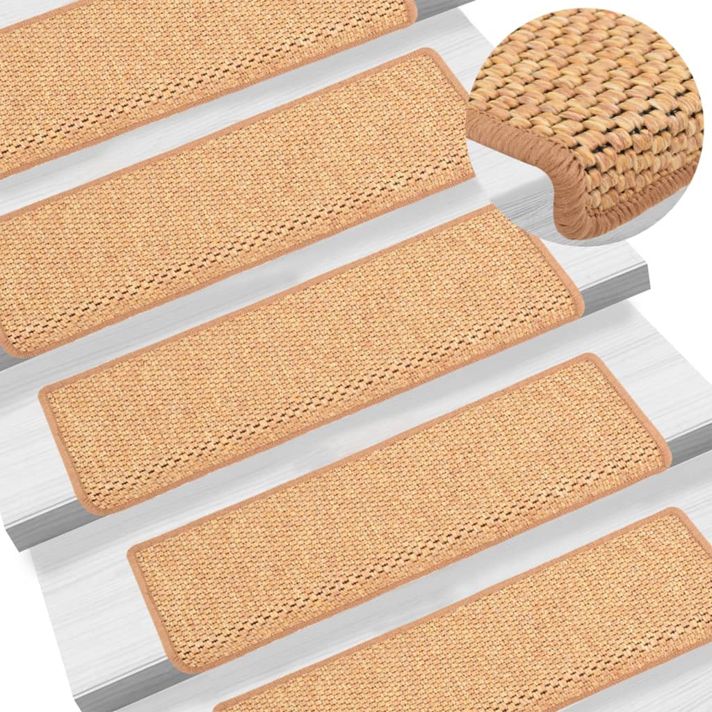Self-adhesive Stair Mats Sisal-Look 15 Pcs 65x25cm Orange