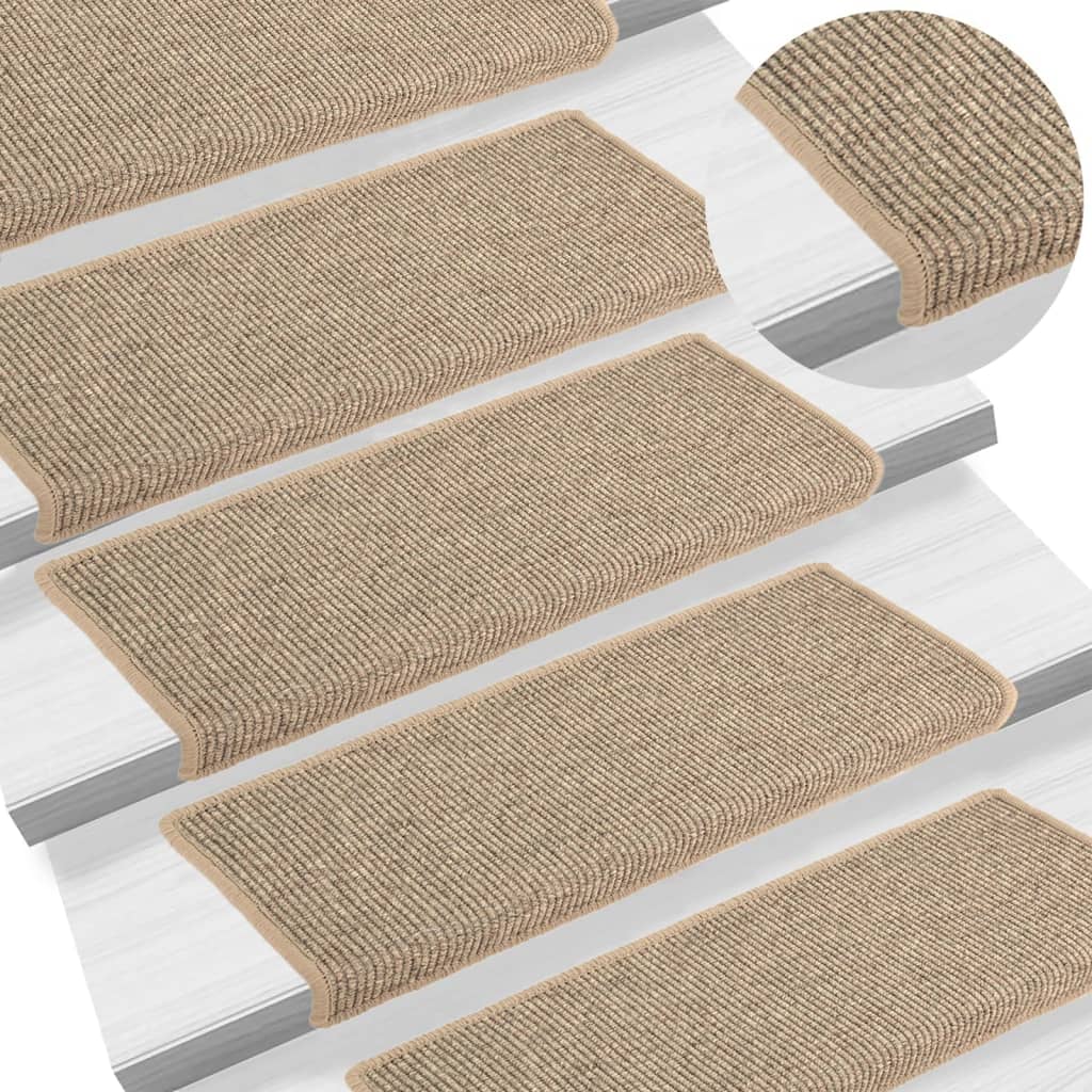Stair Mats 15 Pieces 65x21x4 cm Dark Beige Rectangular Edge
