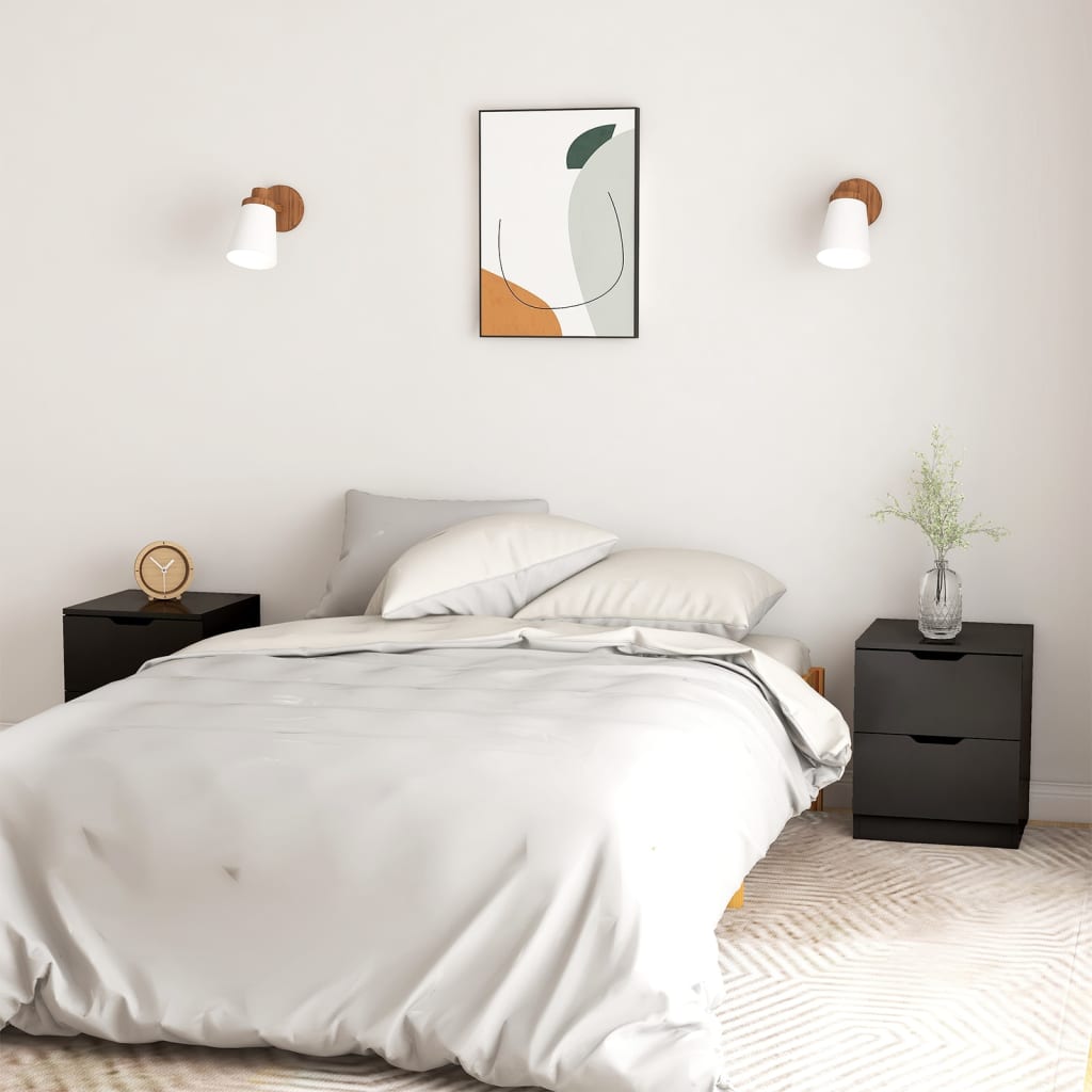 Bedside Table - MANNING Zoe 2 Piece Nightstand Black 40cm