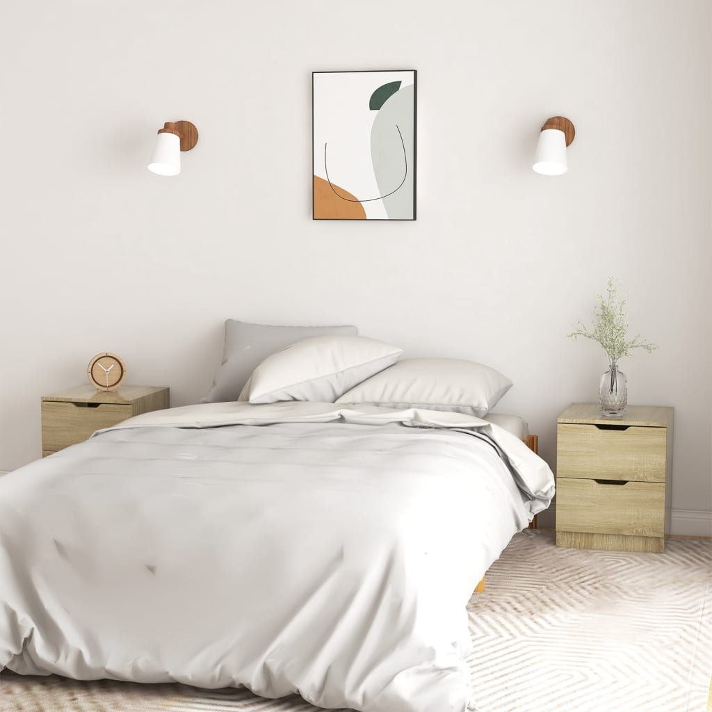 Bedside Table - MANNING Dan 2 Piece Nightstand Sonoma Oak 40cm