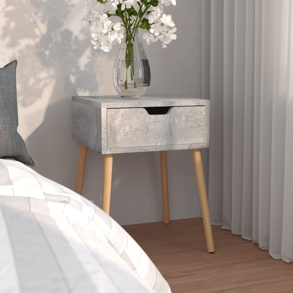 Bedside Table - MADISON Nightstand Concrete Grey 40cm