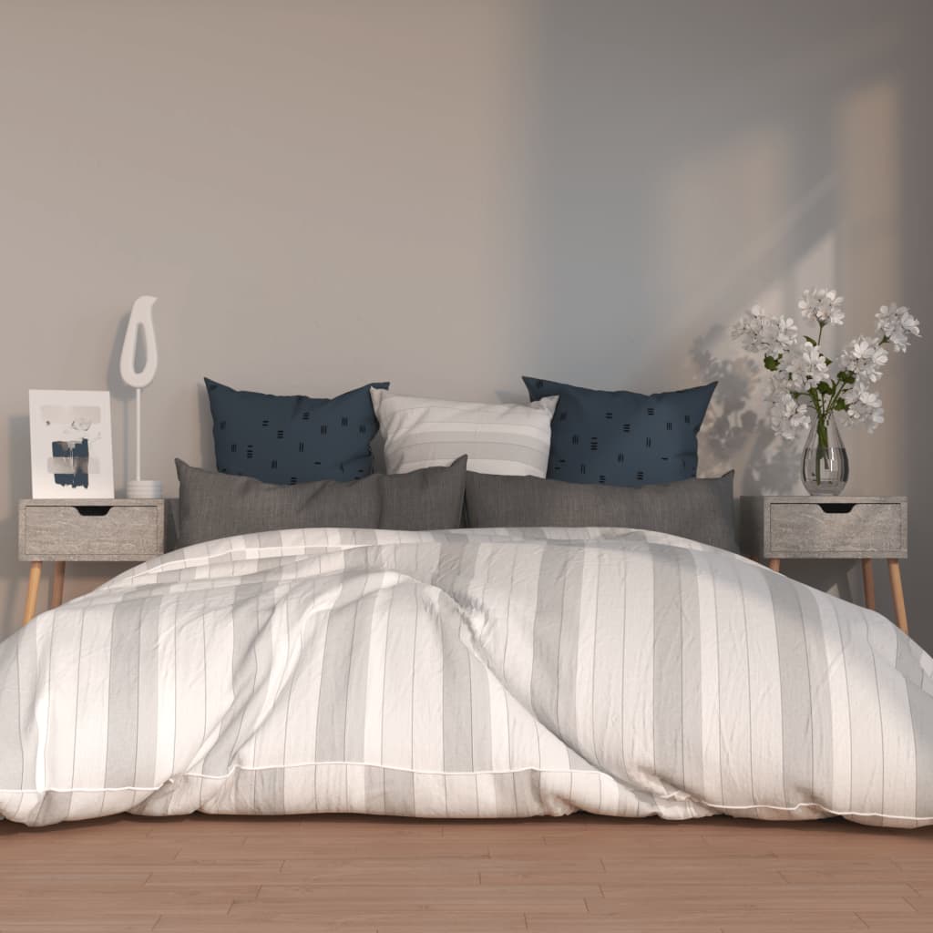 Bedside Table - MADISON 2 Piece Nightstand Concrete Grey 40cm