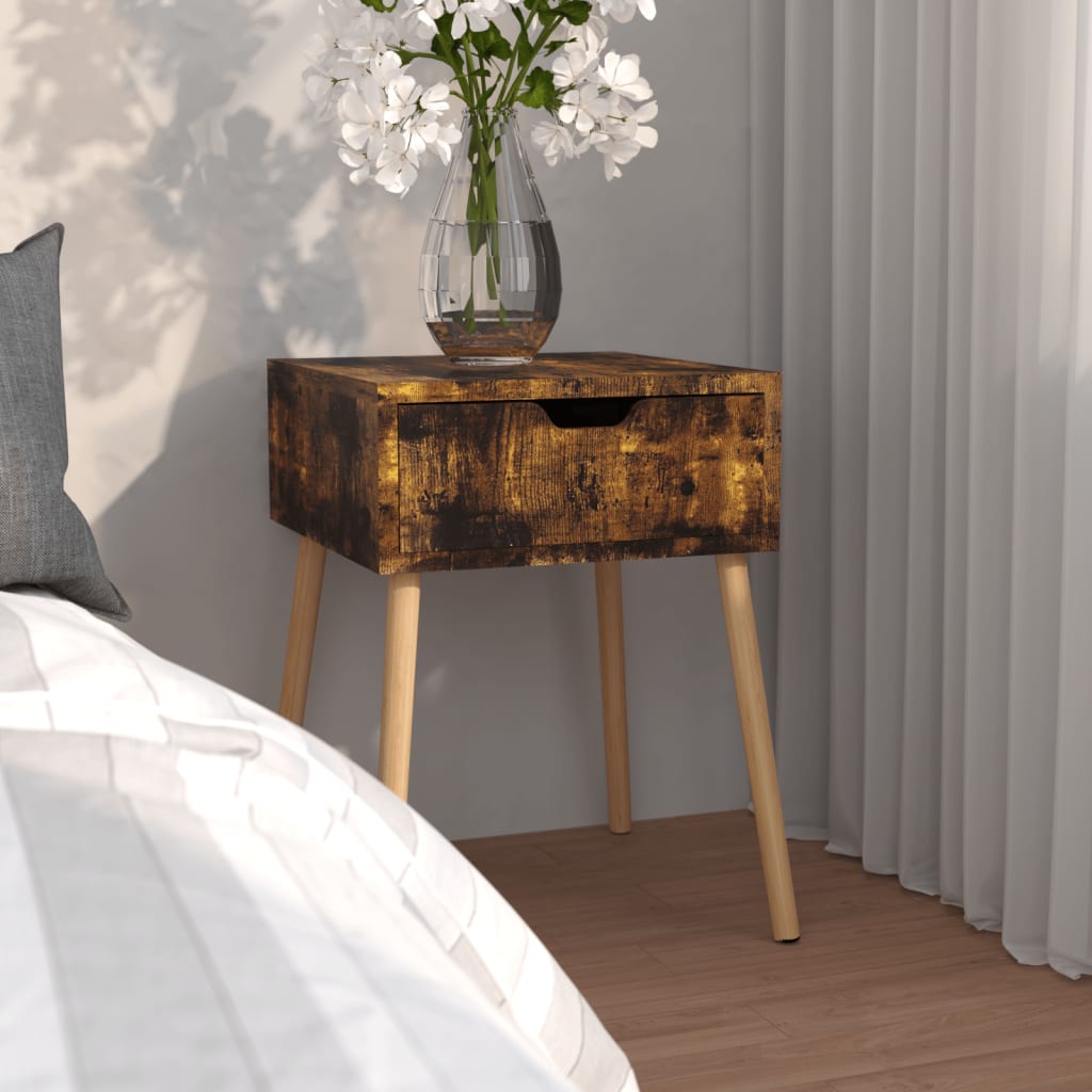 Bedside Table - MADISON Nightstand Smoked Oak 40cm