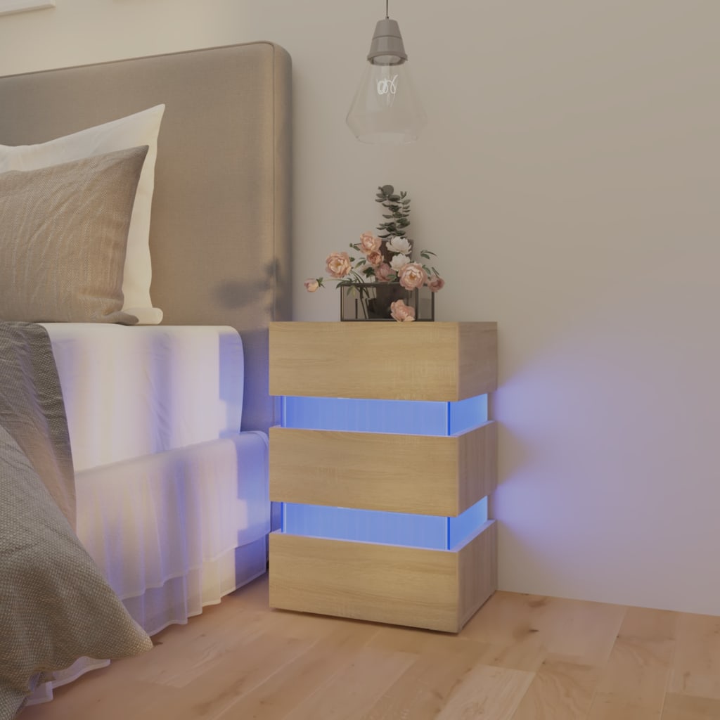 Bedside Table - EVERETT Nightstand Sonoma Oak 45cm