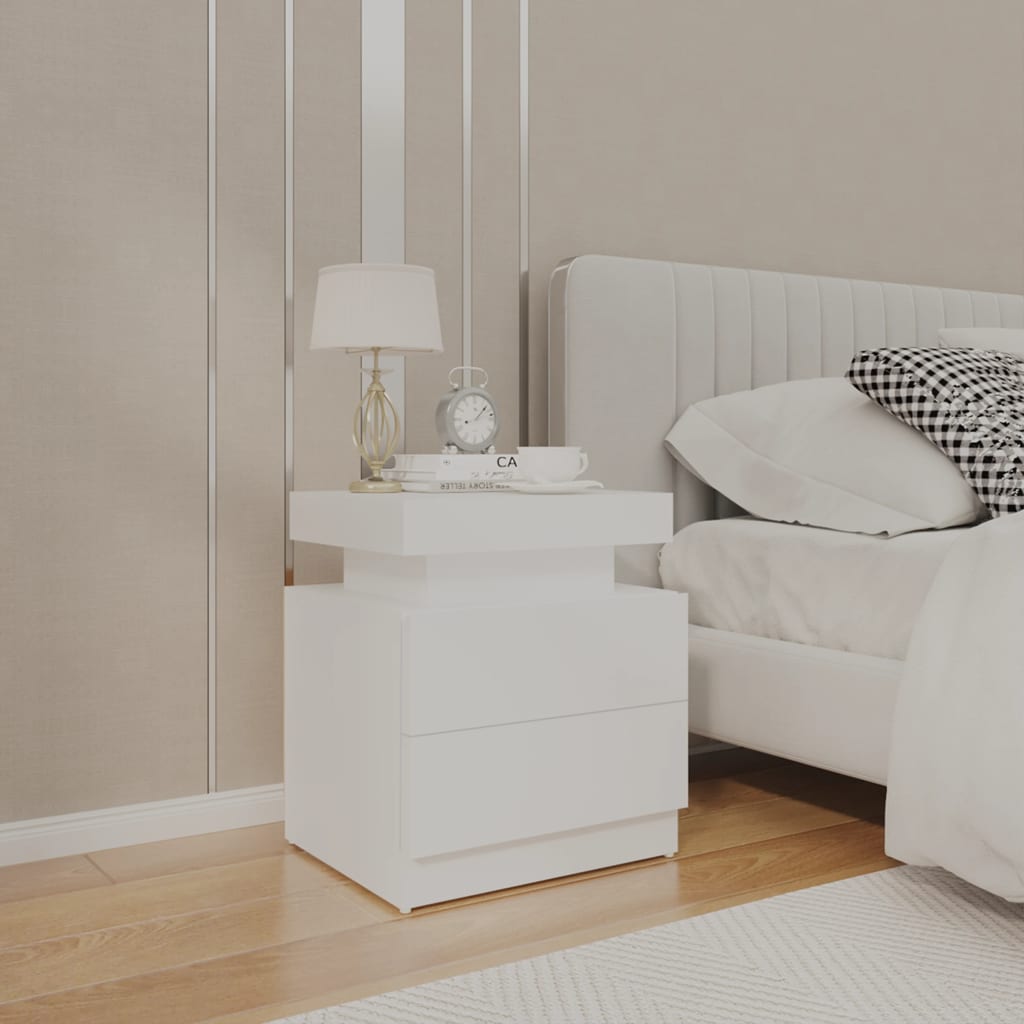 Bedside Table - FARGO Nightstand White 45cm
