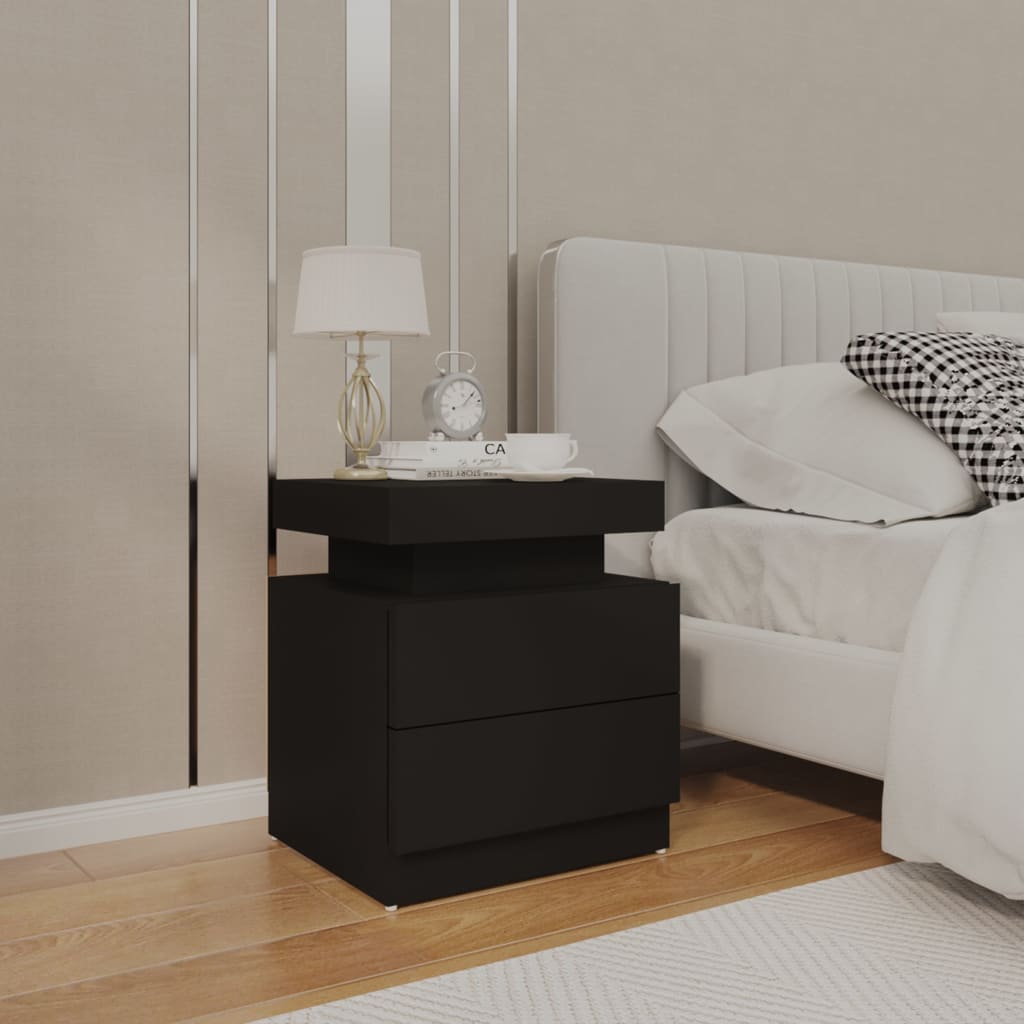 Bedside Table - FARGO Nightstand Black 45cm