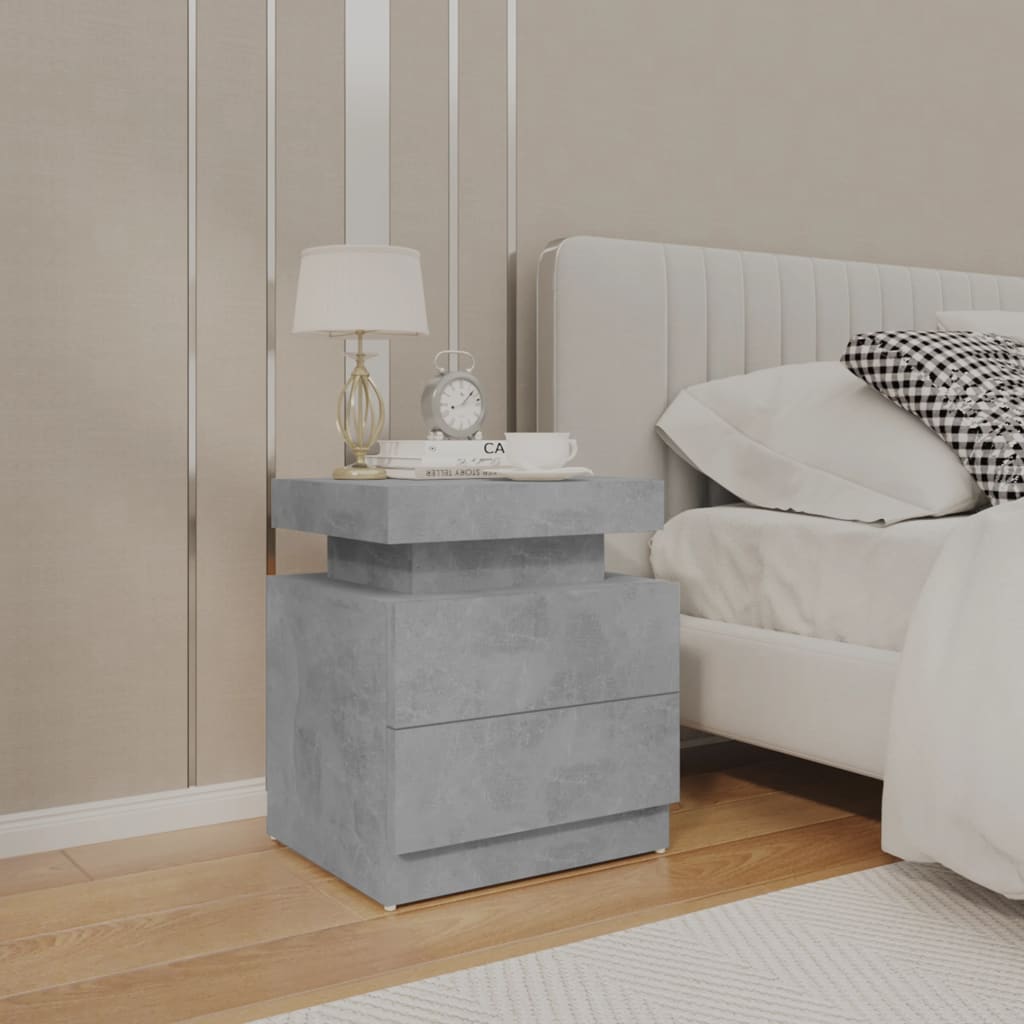 Bedside Table - FARGO Nightstand Concrete Grey 45cm
