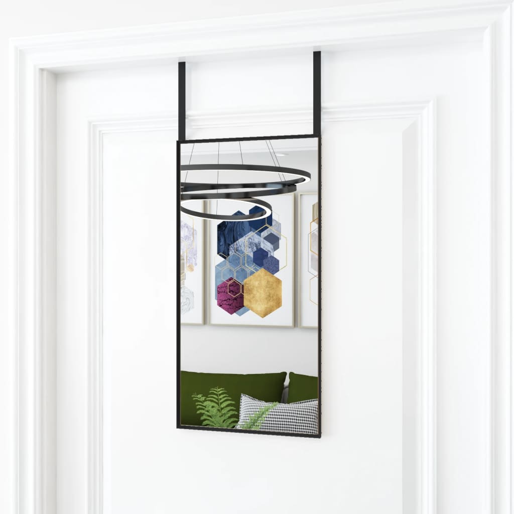 Door Mirror Black 30x60cm Glass and Aluminium