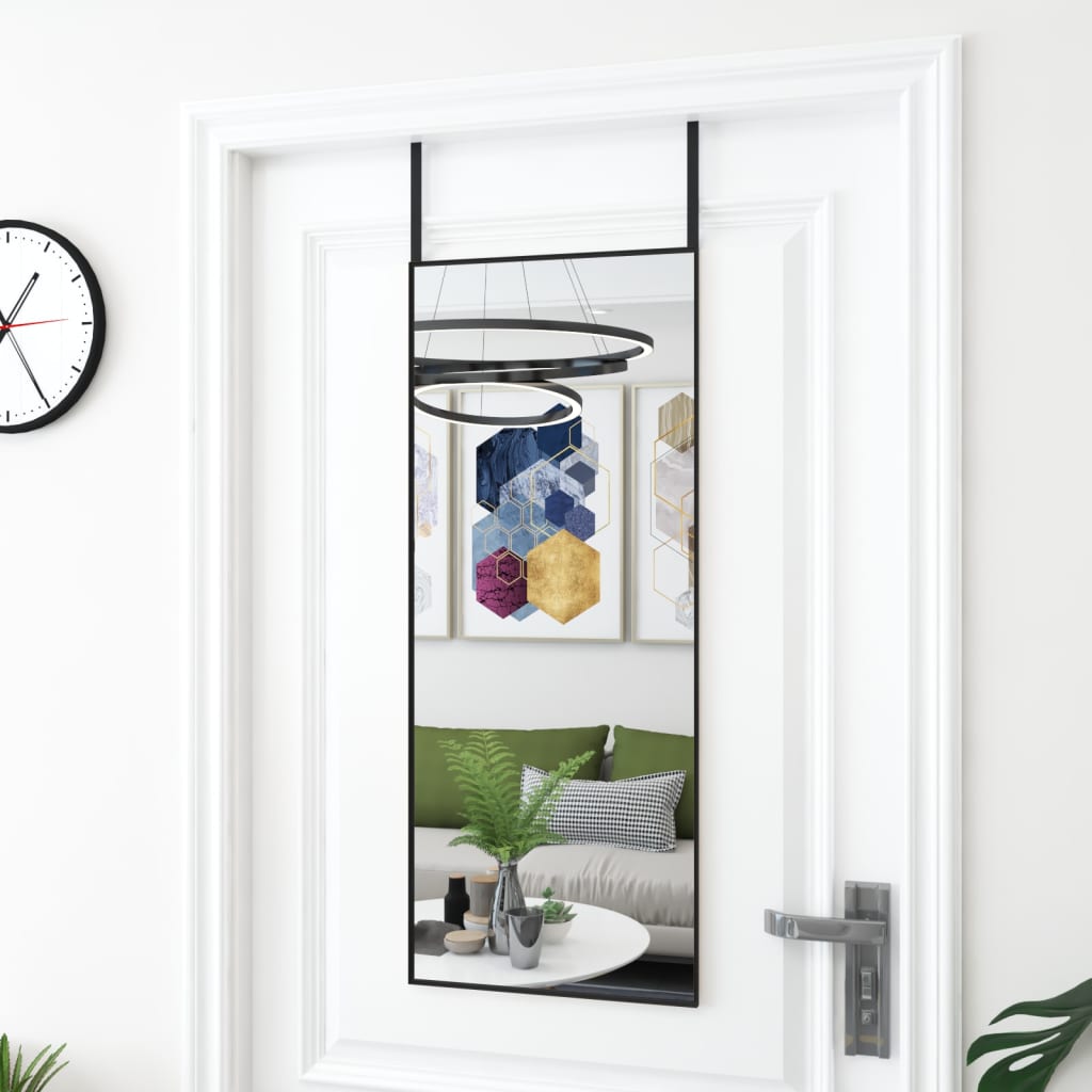 Door Mirror Black 40x100cm Glass and Aluminium