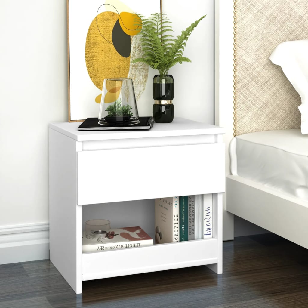 Bedside Table - EMPOLI Nightstand White 40cm