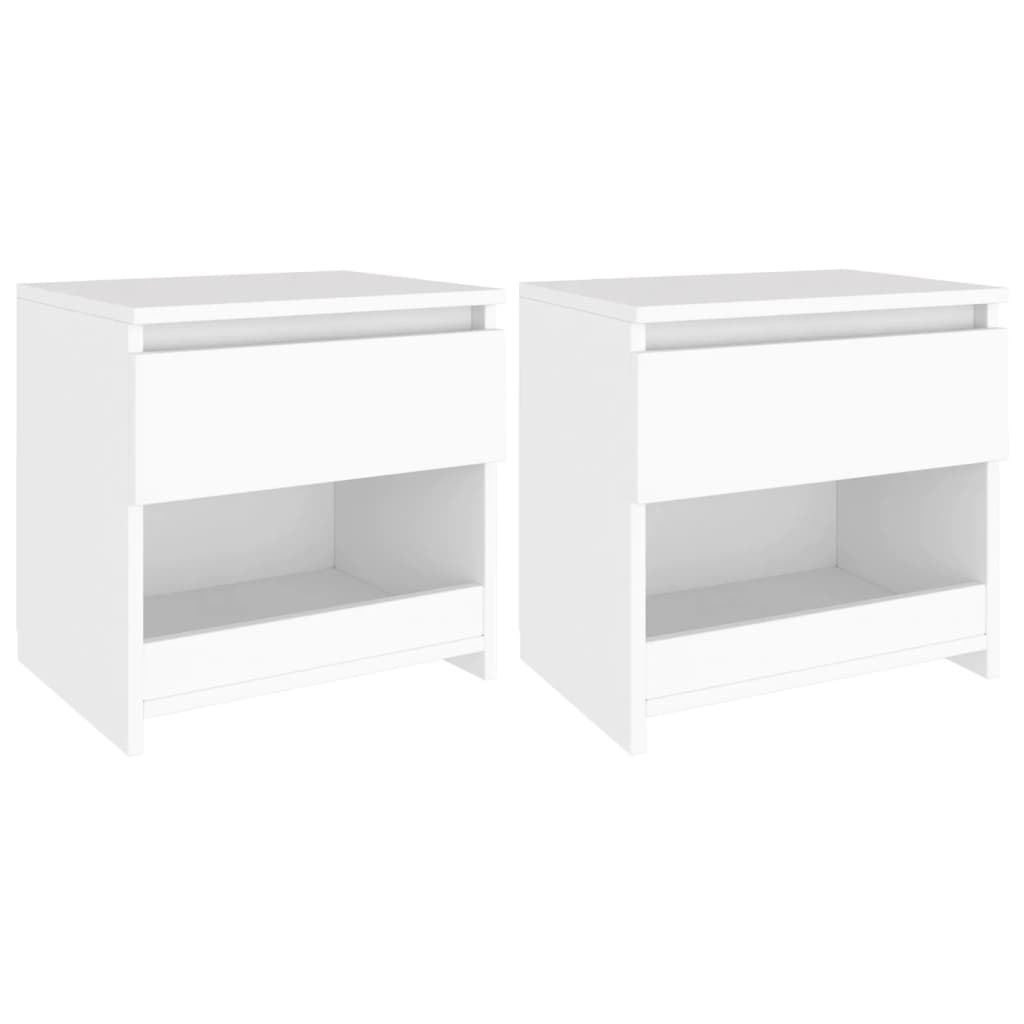 Bedside Table - EMPOLI 2 Piece Nightstand White 40cm