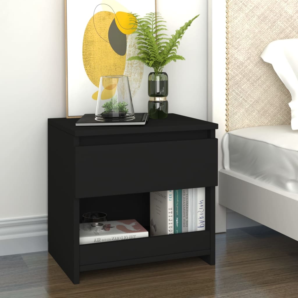 Bedside Table - EMPOLI Nightstand Black 40cm