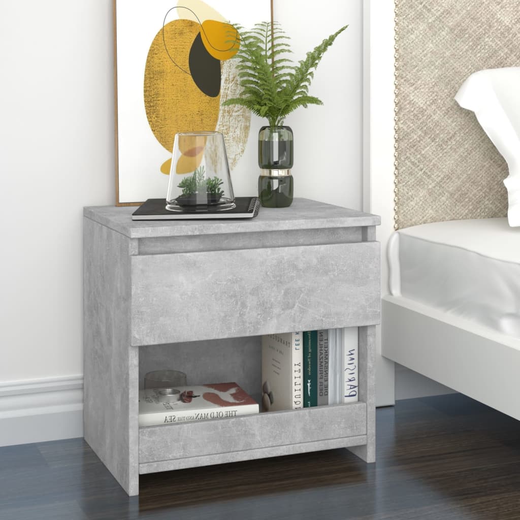 Bedside Table - EMPOLI Nightstand Concrete Grey 40cm