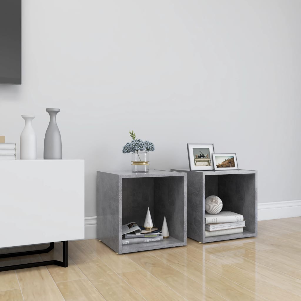 TV Cabinets 2 Pieces Concrete Grey 37x35x37 cm Engineered Wood