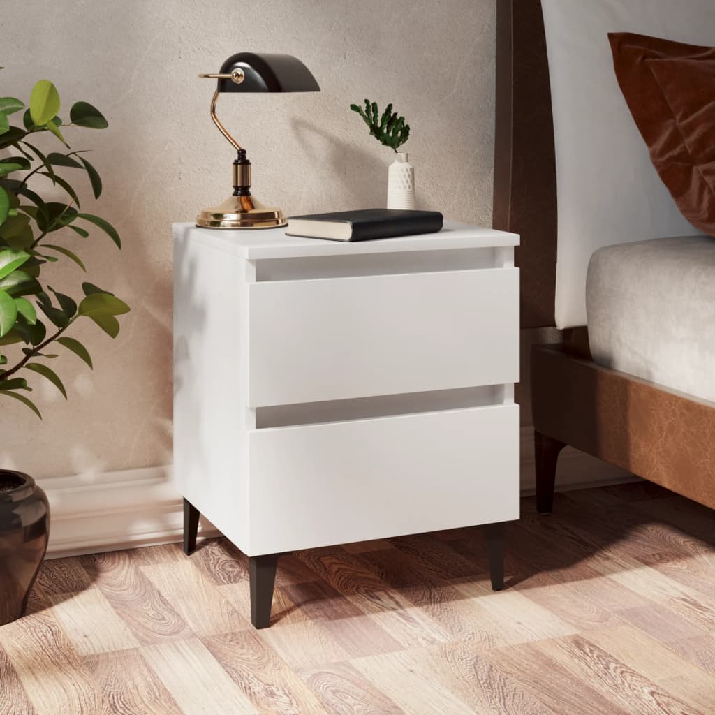 Bedside Table - PHOENIX 2 Piece Nightstand White 40cm