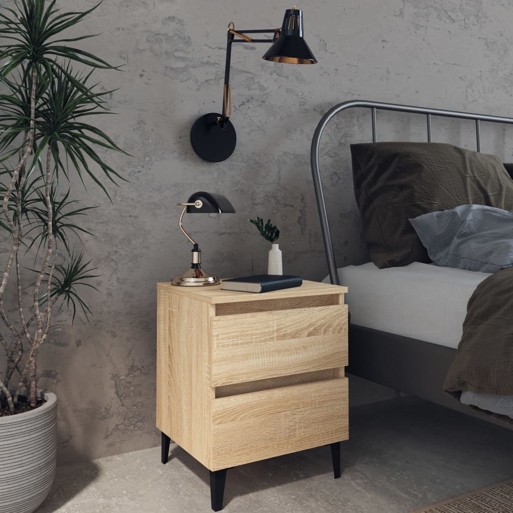 Bedside Table - PHOENIX 2 Piece Nightstand Sonoma Oak 40cm