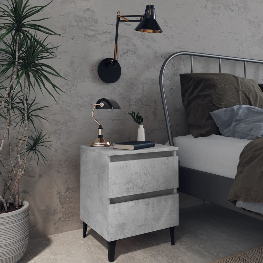 Bedside Table - PHOENIX Nightstand Concrete Grey 40cm