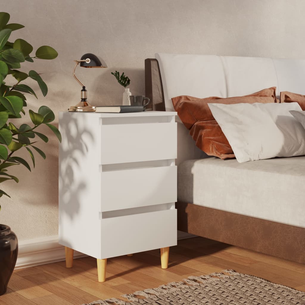 Bedside Table - MORRIS Nightstand White 40cm